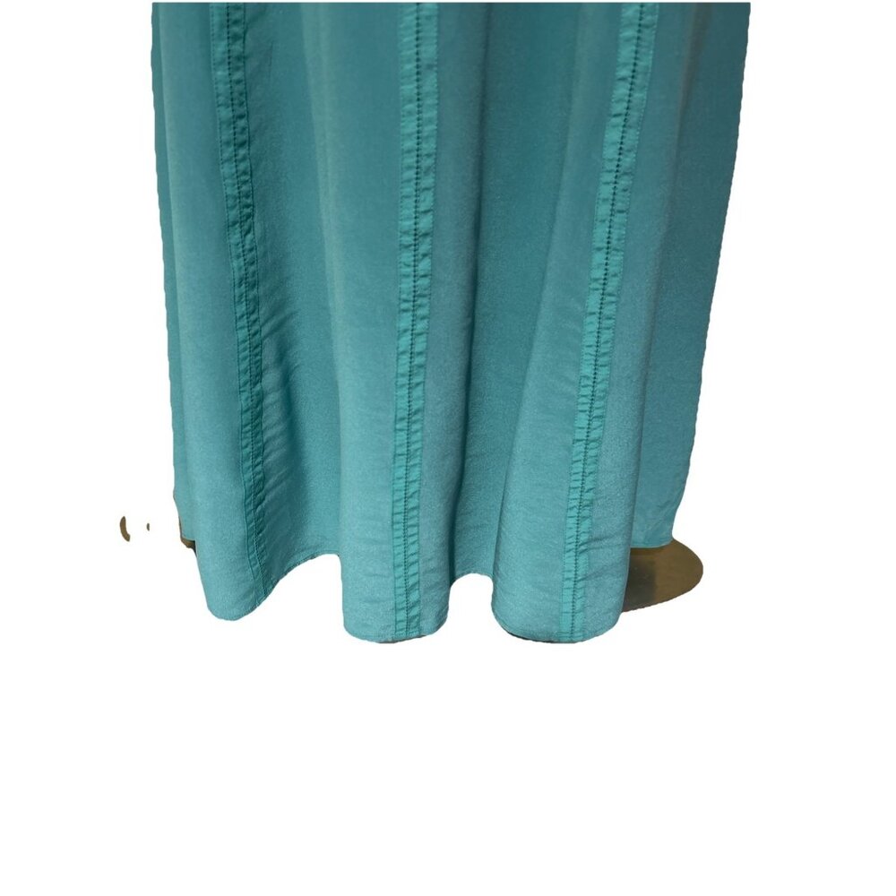 Talbots Women 16 Teal 100% Silk Sleeveless Dress Fit & Flare Sheath Dress - Picture 3 of 10